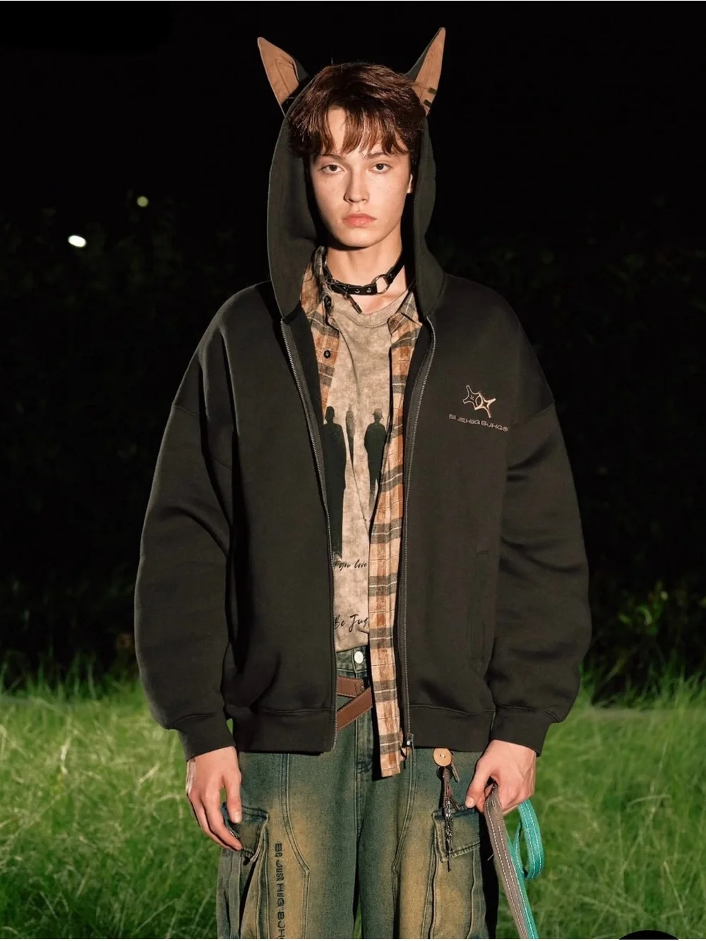BJHG Men's Doberman Collie Hooded Pullover Sweatshir size L